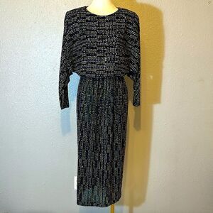 Vintage L Rothschild San Francisco jeweled elastic waist dress size 12